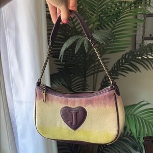 Juicy Couture Purple and Yellow Shoulder Bag with Heart Detail